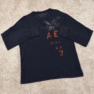 American Eagle Eagle Graphic Thermal | Navy Waffle Knit | XL